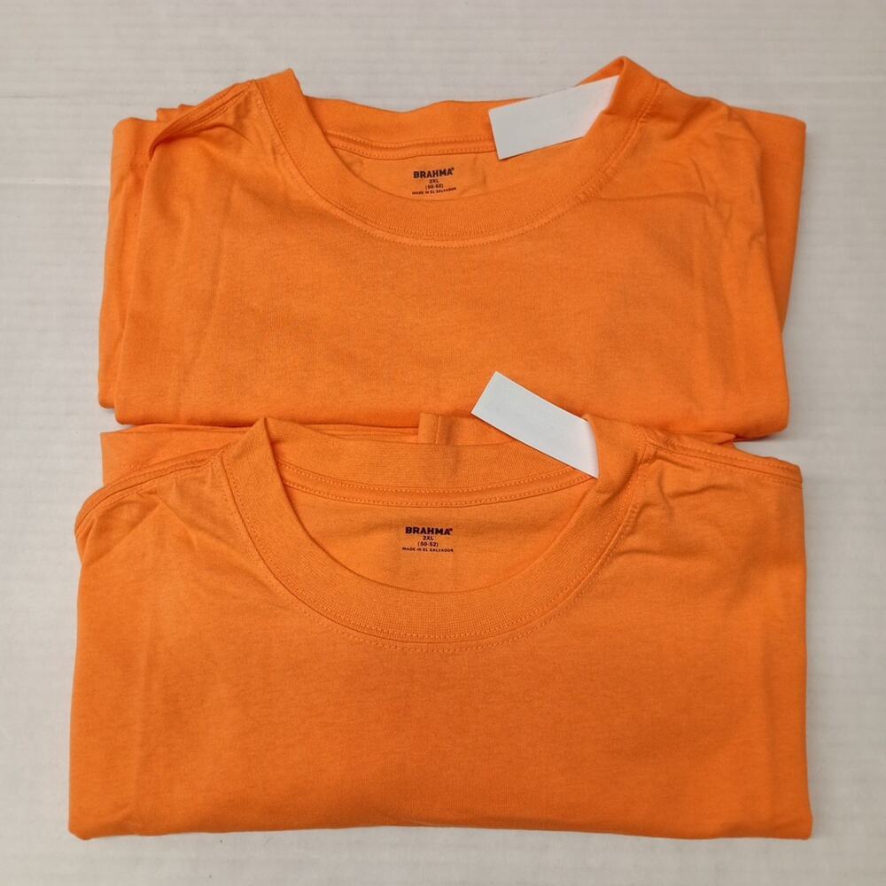 2 Brahma Short Sleeve Work T-Shirt 2XL 50-52 Orange Pocket
